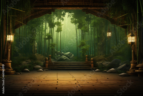 Chinese Bamboo Background Created with Generative AI