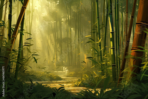 Chinese Bamboo Background Created with Generative AI