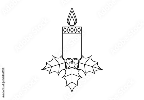 Icono de vela con muérdago o acebo.