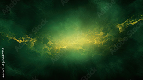 Emerald Green and Sparkling Gold Gritty Background Created with Generative AI