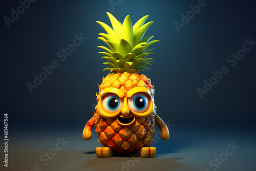 PinePineapple With Cute Face 3d Renderingapple With Cute Face 3d Rendering