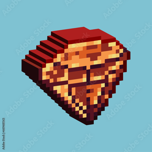 Isometric Pixel art 3d of gold crystal diamond for items asset. Golden crystal on pixelated style.8bits perfect for game asset or design asset element for your game design asset.