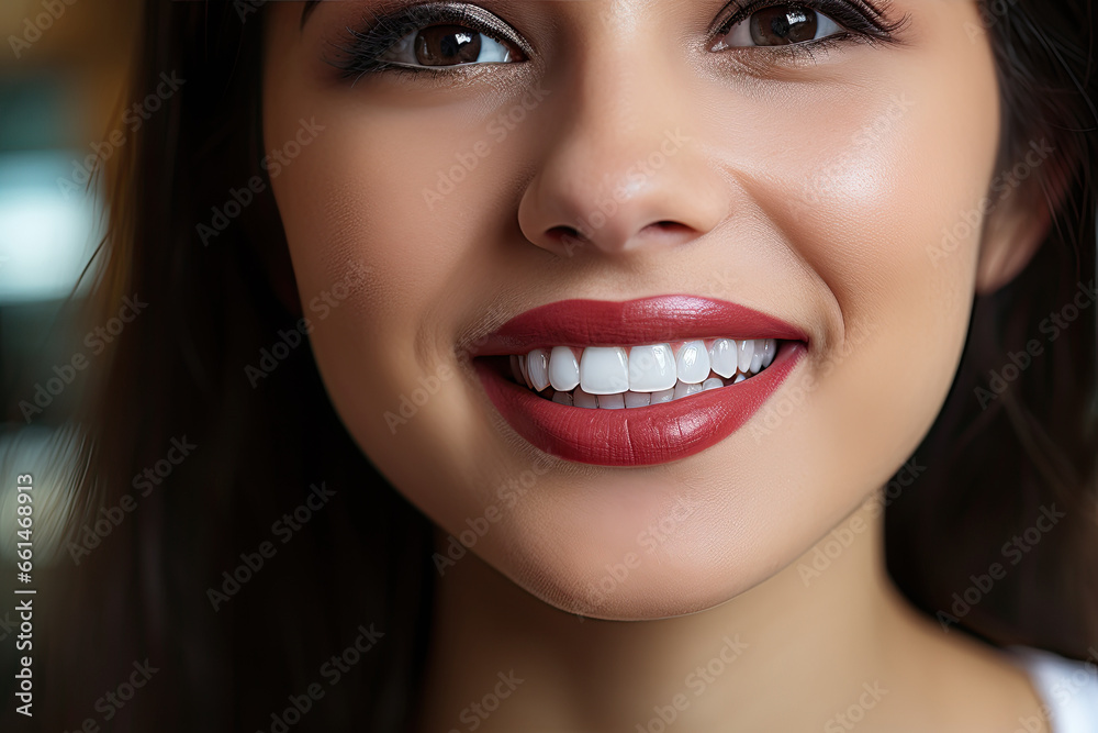 White, smooth, healthy teeth and a woman's smile, close up White, smooth, healthy teeth and a woman's smile, close up