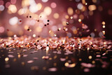 gold confetti flying in pink glitter festive background
