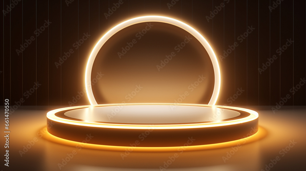 product display background with light frame. 3d podium for your product. Generative AI product display background with light frame. 3d podium for your product. Generative AI