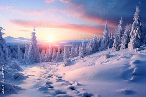 winter landscape background , generative ai © Nia™