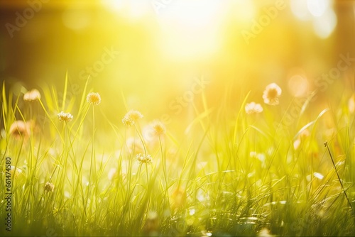 Vibrant summer meadow under sun. Meadow in full bloom. Bright and fresh scene. Nature canvas. Colorful spring in full sunlight. Garden of light. Sunny spring abloom