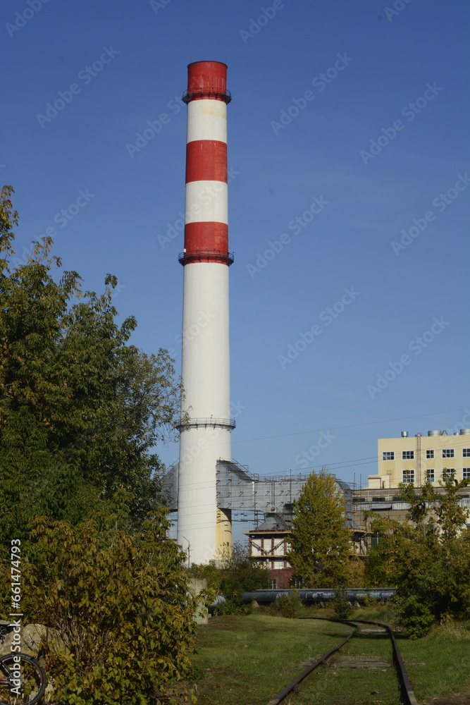 Thermal power plant pipe and railway track