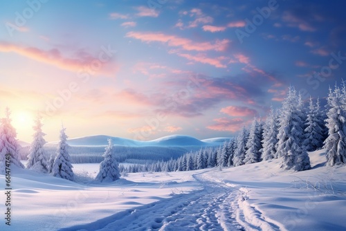 winter landscape background , generative ai © Nia™