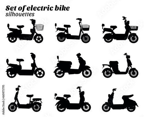 Set of electric bike silhouettes vector illustration