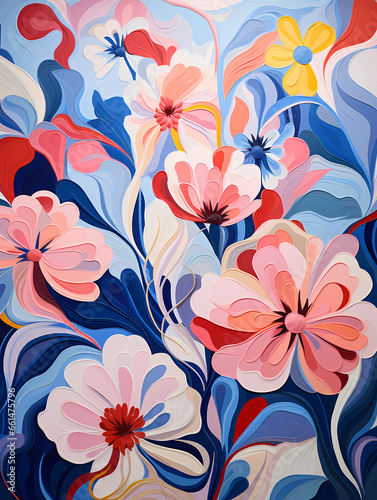 A Painting Of Flowers And Leaves