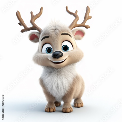 Cute reindeer with white isolated background