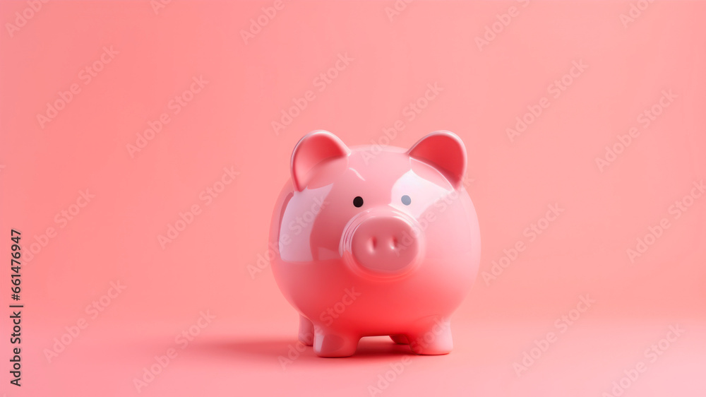 Piggy bank on a pink background.