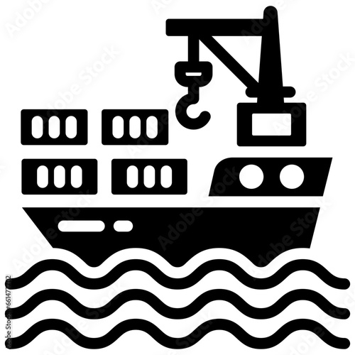 Container Shipping Glyph Icon