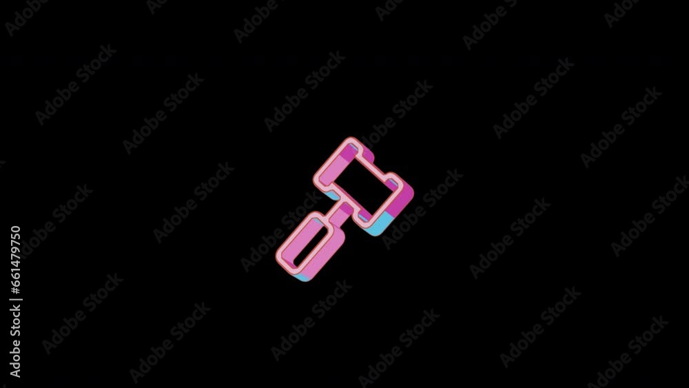 Bright gavel icon is jumping merrily. Retro style. Alpha channel black. Looped from frame 120 to 240, Alpha BW at the end