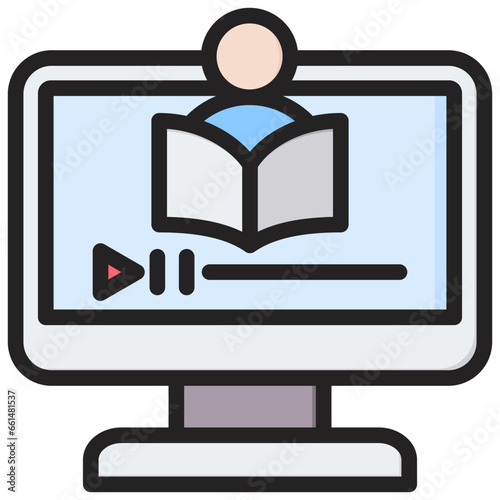 Recorded Lecture Outline Color Icon