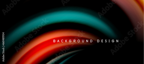 Rainbow color wave lines on black. Techno or business abstract background for posters, covers, banners, brochures, websites