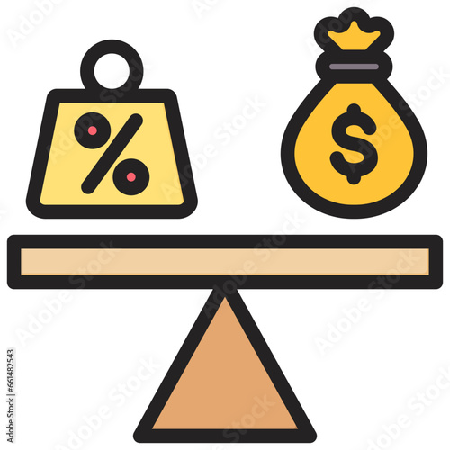 Debt To Equity Ratio Outline Color Icon