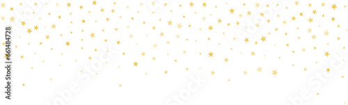 Gold stars vector background, sparkling Christmas confetti falling isolated on white. Magic shining flying golden stars glitter backdrop, sparkle border