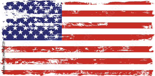 Grunge USA Flag. American flag brush paint texture. Distressed US symbol, United States flag Vector Illustration for Celebration Holiday 4 of July American President Day, star and stripes.