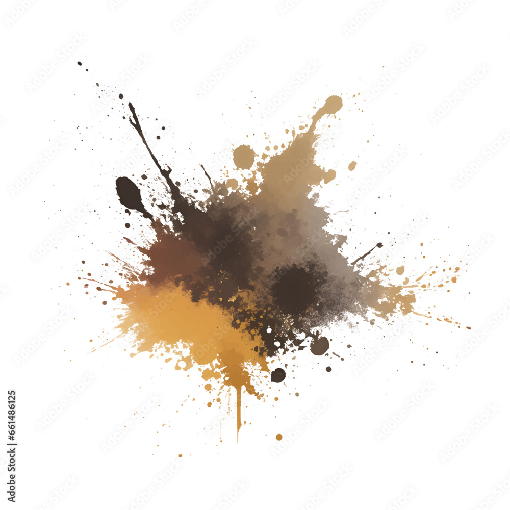 color Ink Splatter Vector  illustration gold brown and gray