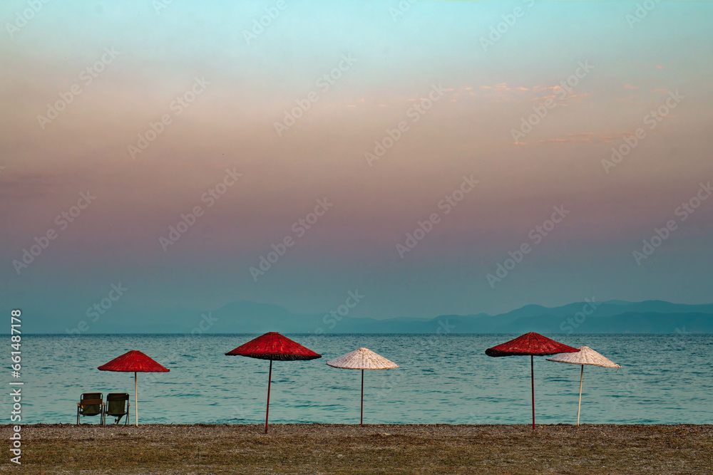 beach and umbrella