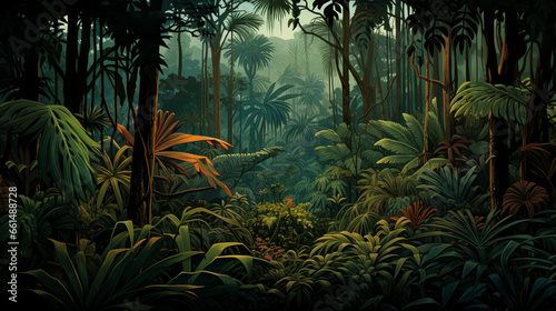 Illustration of a tropical forest 