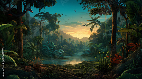 Illustration of a tropical forest 