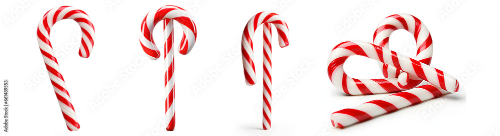 Obraz premium Colection of Striped christmass candy cane in different and unique style and design with yummy and delicious taste