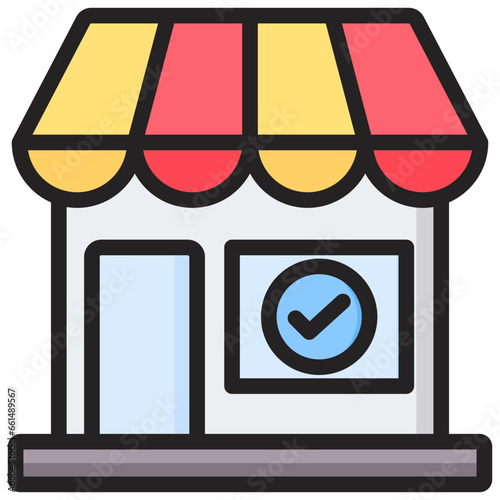 Convenience Store Outline Color Icon