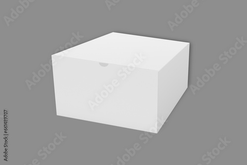 Empty blank clear box packaging mockup isolated on a grey background. 3d rendering.  © Leyla