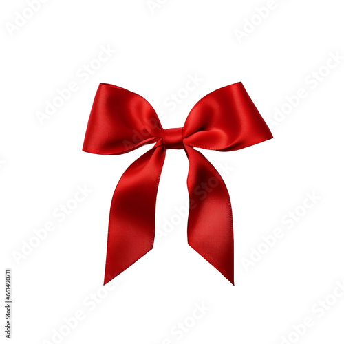 Crimson Awareness: Close-up Elegance, the Red Ribbon, a Universal Symbol for HIV/AIDS Support, in Isolated White. World AIDS Day