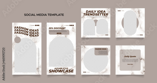 social media template banner blog fashion sale promotion. fully editable instagram and facebook square post frame puzzle organic sale poster. brown beige vector background