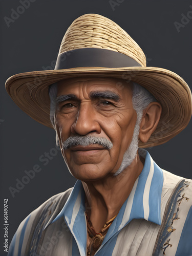 Distinguished Cuban Elder in Traditional National Attire. generative AI