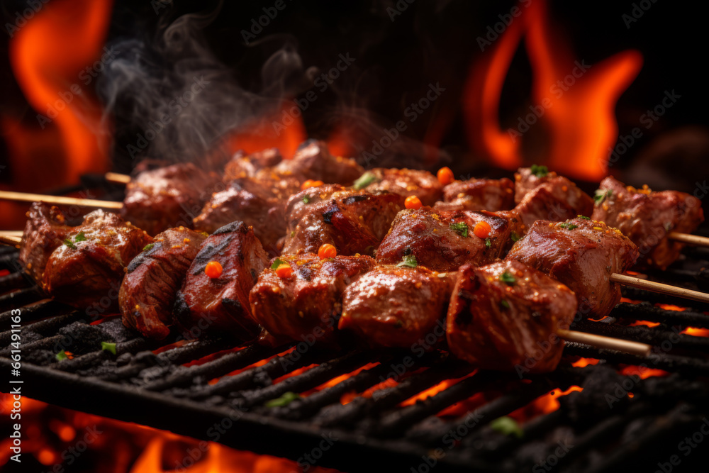 shish kebab on the grill