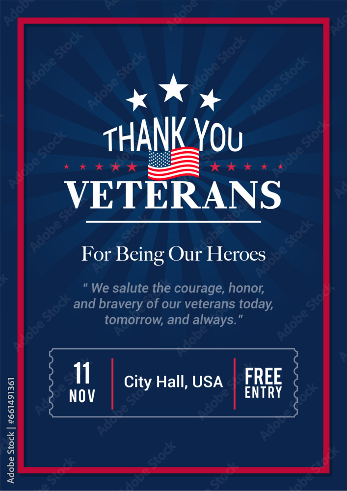 Thank You Veterans for being our heroes poster vector design - obrazy, fototapety, plakaty 