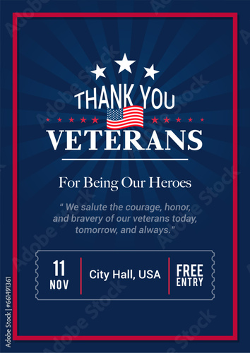 Thank You Veterans for being our heroes poster vector design
