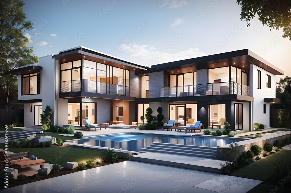 Experience the future of living with this AI image, fusing modern technology into a house plan. Discover smart home features, energy efficiency, and innovative design elements in perfect harmony