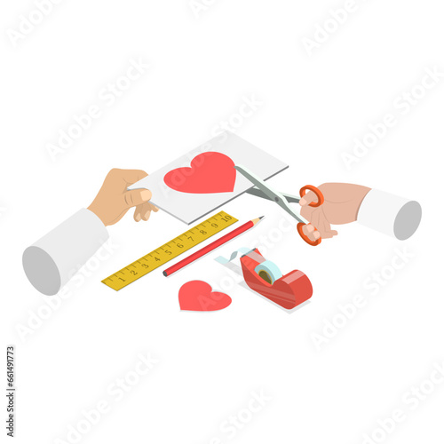 3D Isometric Flat Vector Set of Craft Handmade Hobbies, Creative Workshop. Item 2