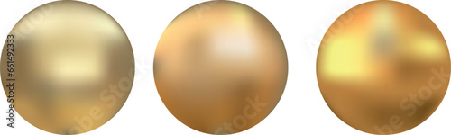 Set of gold ball on a transparent background