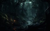 Eerie Woods Wallpaper with an Enchanting Glow