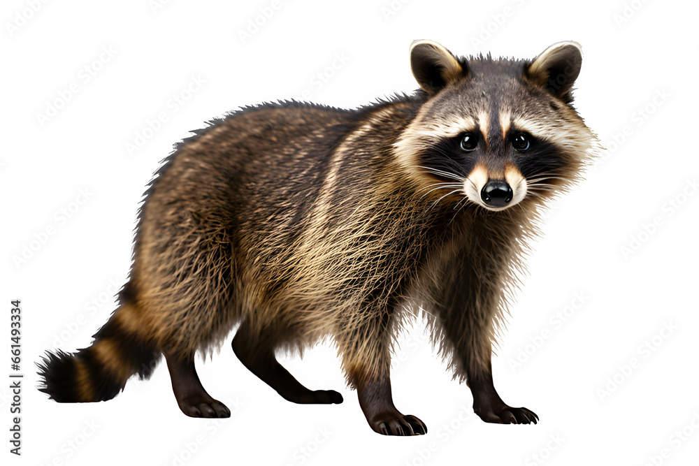 Fototapeta premium raccoon side view isolated on transparent background ,generative ai