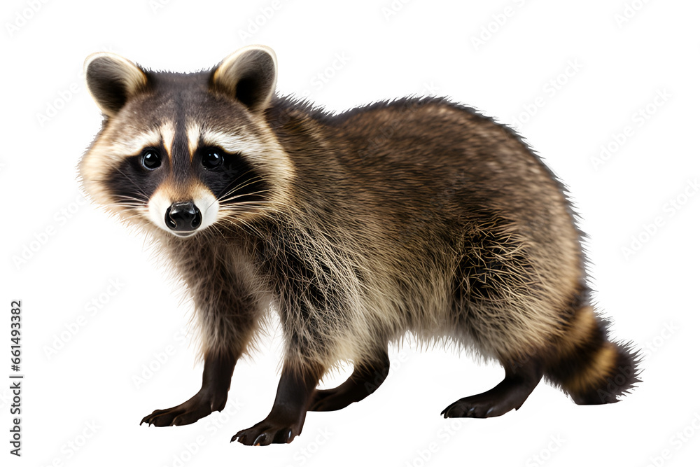 raccoon side view isolated on transparent background ,generative ai
