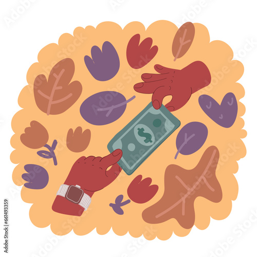 Vector illustration of hand holding money