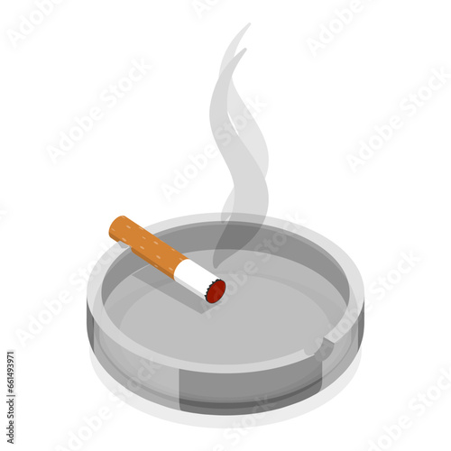 3D Isometric Flat Vector Set of Smoker Collection, Smoking Attributes and Tobacco Products. Item 3