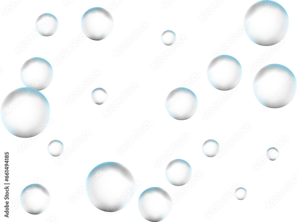 Realistic glass spheres or water bubbles.