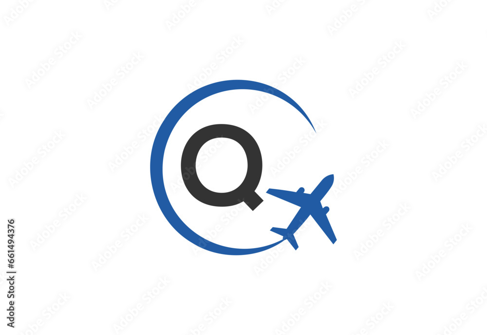Letter Q Air Travel Logo Design Template