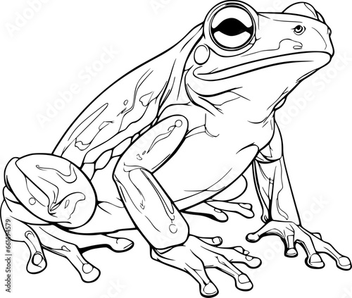 Toad frog Hand Drawn Realistic Detailed Coloring Book Animal Illustrations