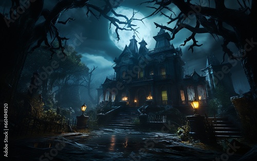 Traverse the Creepy Corridors of a Moonlit Haunted Mansion