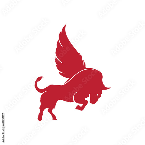 Bull and wings Logo creative design. flying bull icon Vector Illustration